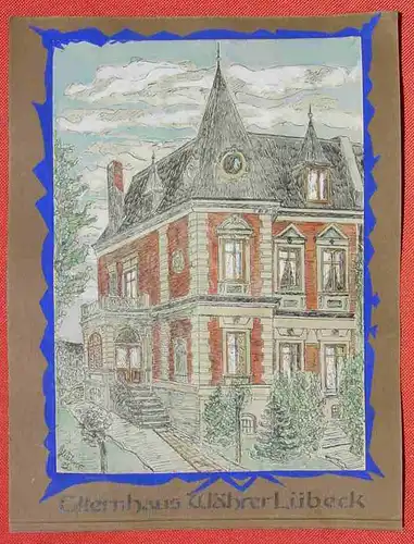 (1046894) Originalzeichnung v. Georg Währer, Lübeck 1909. Bildformat 15 x 21 cm