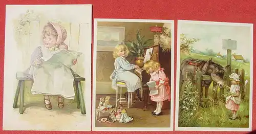 (1046866) Neun Kartonblätter mit Bildmotiven Kinder, siehe bitte Bilder und Beschreibung