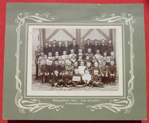 (1046628) 2 x Schulklasse 1908 u. 1911, echte Fotografien auf Karton mont. Siehe bitte Beschreibung u. Bilder !