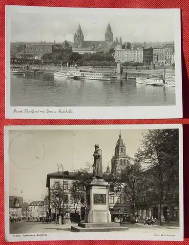 () 2 x AK, Mainz Gutenberg-Denkmal u. Schiffe auf Rhein, 1936 / 1942, siehe bitte Bilder