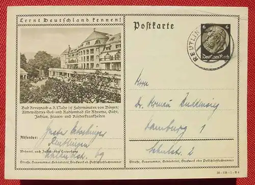 () Postkarte Bad Kreuznach, 1939, siehe bitte Bilder, etwas gebraucht