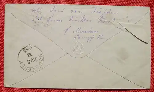 (1046731) Heimatbeleg, altes Briefkuvert mit eingedruckter Marke, Stpl. Minden i. Westfalen 1879, siehe bitte Bilder