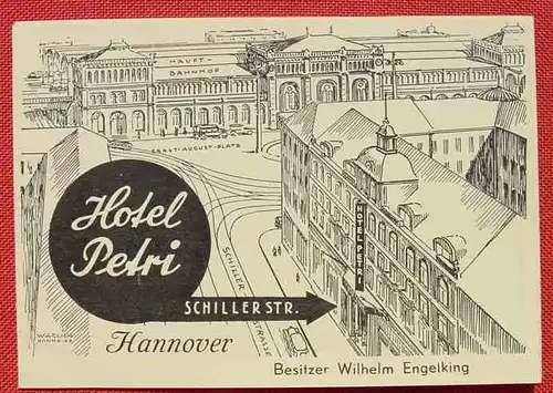 (1046733) Heimatbeleg, Hannover Hotel Petri, Postkartenformat, Faltprospekt, 1930-er Jahre, siehe bitte Bilder