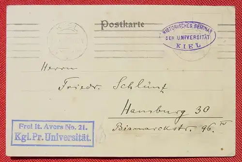 (1046760) Postkarte, Heimatbeleg, Kiel 1917 Universitaet, siehe bitte Bilder, etwas beschaedigt