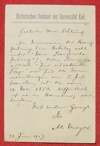 (1046760) Postkarte, Heimatbeleg, Kiel 1917 Universitaet, siehe bitte Bilder, etwas beschaedigt