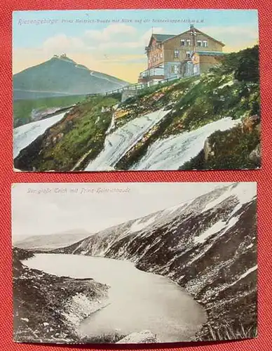(1046768) Prinz Heinrichbaude, 2 x Postkarten 1912 / 1929, Riesengebirge, Schneekoppe, siehe bitte Bilder