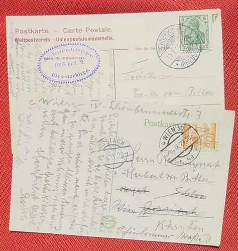 (1046768) Prinz Heinrichbaude, 2 x Postkarten 1912 / 1929, Riesengebirge, Schneekoppe, siehe bitte Bilder
