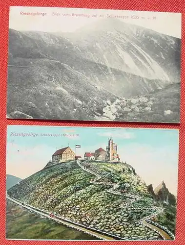 (1046771) Riesengebirge, Schneekoppe, 2 x Postkarten, siehe bitte Bilder