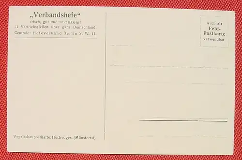 (1046794) Vogelschaupostkarte Hochvogesen Muenstertal, Reklame "Verbandshefe" Berlin, um 1915, siehe bitte Bilder