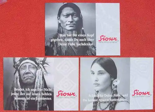 (1046799) 3 x Reklamekarten Sioux Schuhe, TOP Zustand # Indianer # Werbekarte