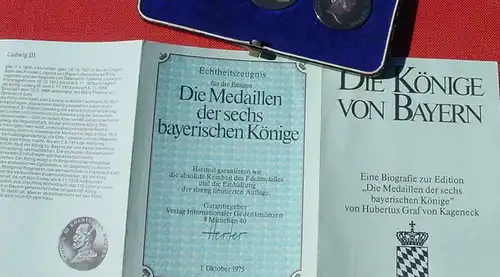 (1046802) 6 x Silbermedaillen, Die Könige von Bayern, im Etui, siehe bitte Bilder u. Beschreibung !
