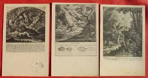 (1046084) Kuenstler-AK, 3 x Johann Elias Ridinger, Feldpostkarten, siehe bitte Bilder