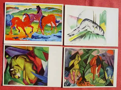 () Kuenstler-AK, 4 x Franz Marc (1880-1916), siehe bitte Bilder