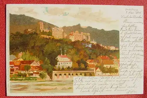 () Kuenstler-AK 1898 Heidelberg, nach Aquarell v. C. Muench, siehe bitte Bilder