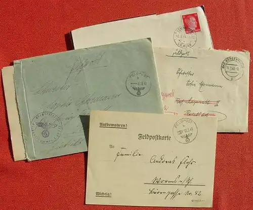 (1045930) 7 Belege Feldpost u. a. 1940-1944. Briefe mit Inhalt, siehe bitte 2 Bilder