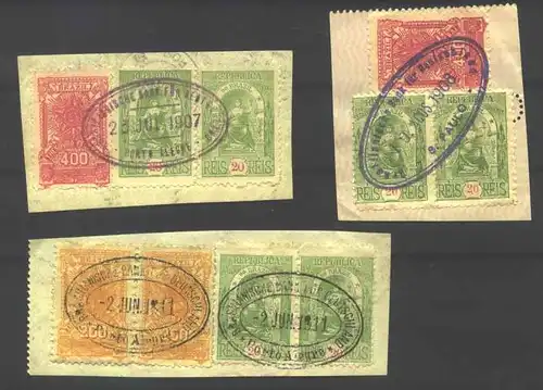 () 10 x diverse Brasilien ..., Stempel von 1907, 1908, 1911