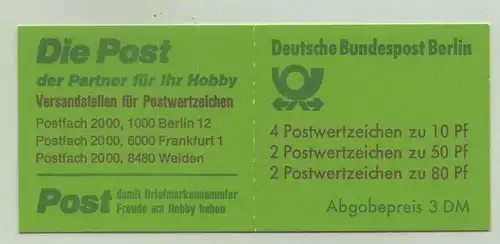 (1044526) Vermutlich seltenes Markenheft zu 3 DM mit Berlin-Marken. Unbenutzt