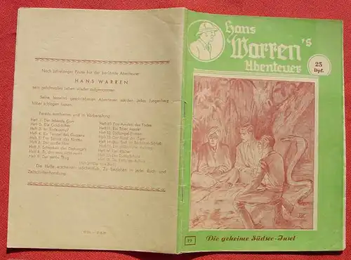 H2232-0019. Hans Warren's Abenteuer, Nr. 19. Originalheft um 1949. Romanheft