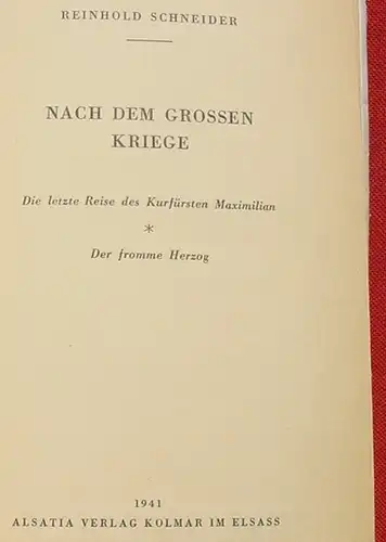 (1006073) "Nach dem grossen Kriege". Herzog Ernst Sachsen-Gotha. Alsatia-Verlag, Kolmar 1941