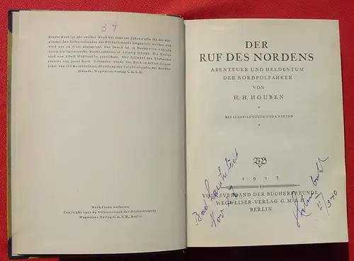 () Houben. Der Ruf des Nordens. 320 S., mit Bildtafeln. Berlin 1927, Wegweiser-Verlag