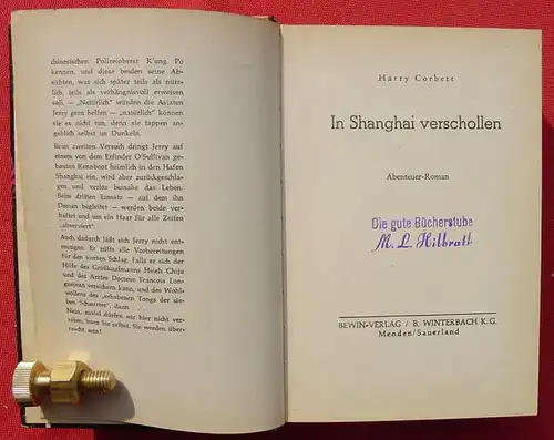 (1005746) Harry Corbett "In Shanghai verschollen". 256 S., Abenteuer-Roman. Bewin-Verlag