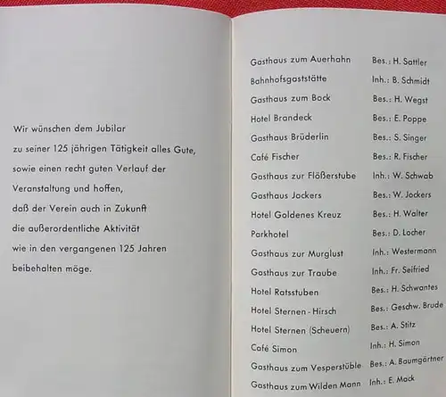 () Festschrift. Gesangsverein. Gernsbach. 1967. 120 S., Fetzner, Gernsbach 1967