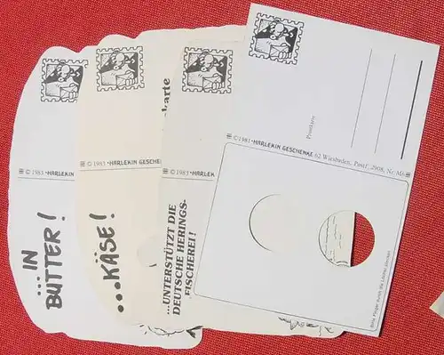 (1046468) Jux-Karten, Humor-Karten. Lustige Formen. 4 verschiedene Postkarten, siehe bitte Bilder