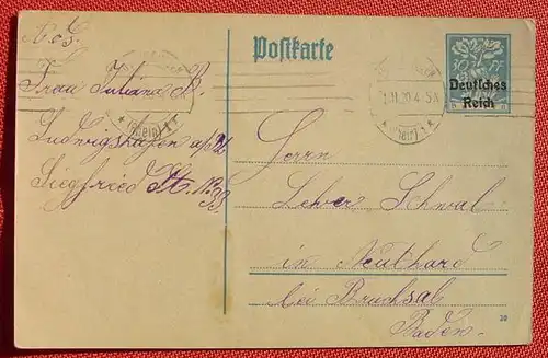 (1046250) Ganzsache / Postkarte Deutsches Reich 30 Pf. v. 1920