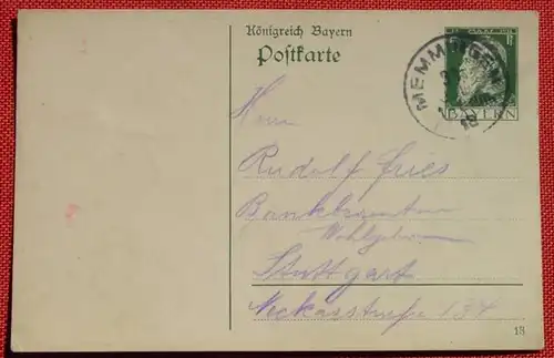 () Postkarte Koenigreich Bayern GS Memmingen 1913, siehe bitte Bilder