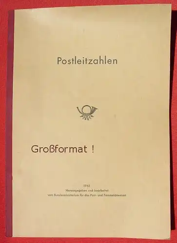 BRD Postleitzahlen-Buch 1961. Grossformat ca. 21 x 30 cm ! (0082739)