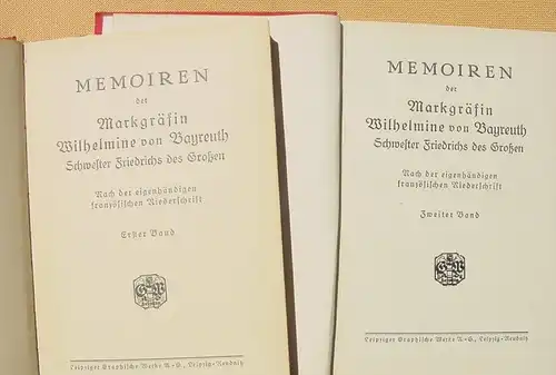 Memoiren der Markgr. Wilhelmine v. Bayreuth. 2 Bde., 1924 (0370266)