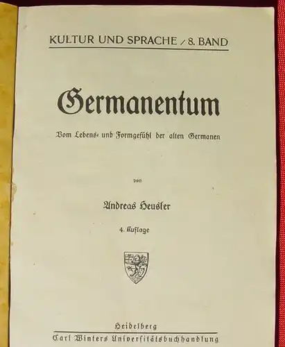 Germanentum. Von Andreas Heusler. 144 S., 1920er Jahre ? (0370334)