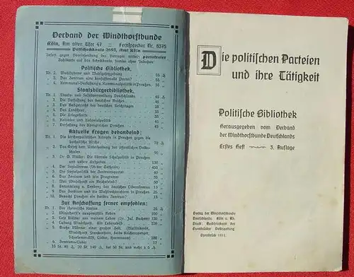 Die politischen Parteien und ihre Taetigkeit. Windthorstbunde. Osnabrueck 1911 ()