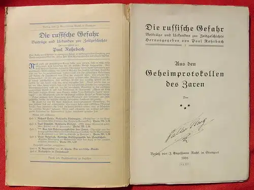 Aus den Geheimprotokollen des Zaren. Die russische Gefahr. 1916 ()