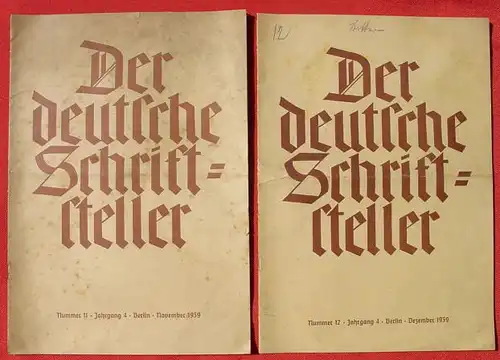 2 x Der deutsche Schriftsteller. Reichsschrifttumskammer, Berlin 1939 (0020042)
