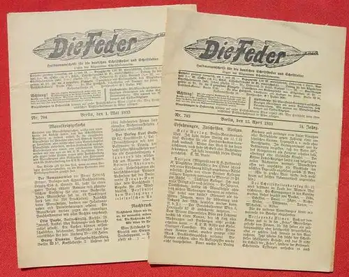 'Die Feder'. Halbmonatsschrift fuer deutsche Schriftsteller. Berlin 1933 (0020047)