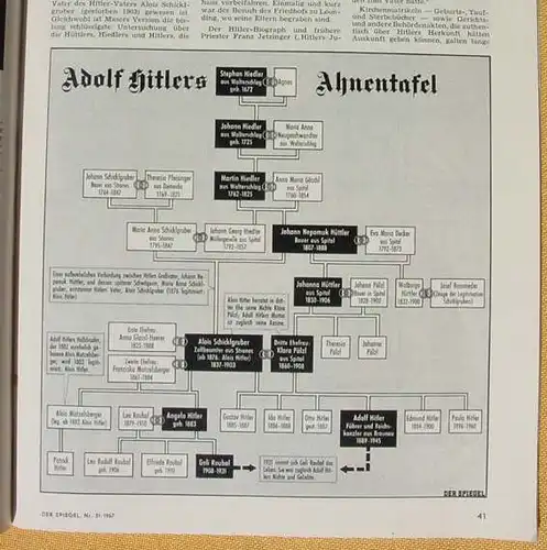 Der Spiegel. Nr. 31 /1967. Titel : Die Abstammung des Fuehrers (0020094)