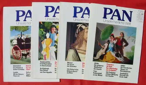 Hinweis ! Versandkosten für diese 17 hübschen Magazine innerhalb BRD ab 7 Euro - andere Angaben ungültig !  'PAN - Unsere herrliche Welt'. Schoenes farbiges Magazin mit herrlichen Kuenstler-Titelbildern (Gauguin, Dali, Beckmann, Hans Thoma, u.a.)....