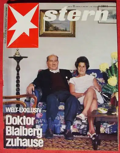 'Stern Illustrierte'. Nr. 13 / 1968. Titelbild Doktor Blaiberg zuhause. 218 S., (-5)