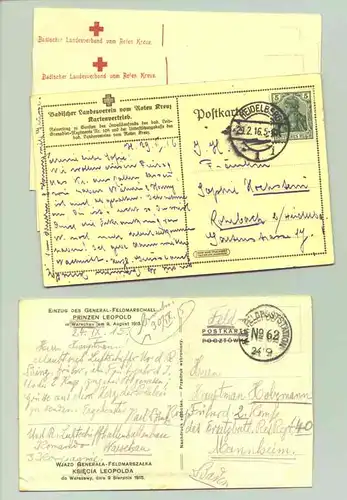 (1025578) Drei Postkarten. Badischer Adel, um 1916. Rotes Kreuz, Baden, Weltkrieg
