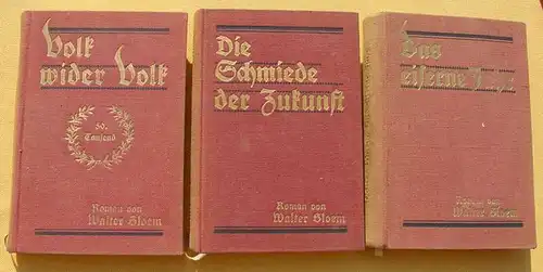 () 3 Kriegsromane von Walter Bloem. Je Buch ca. 500 Seiten. 1910-13 Grethlein Verlag, Leipzig