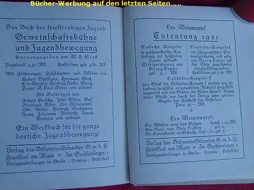 () Weismantel. Vaterlaendische Spiele. Volks- und Puppenspiele. 250 S., Buehnenvolksbund, Frankf./M