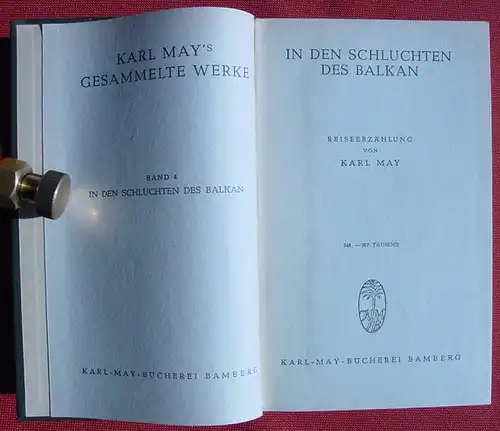 (1012172) Karl May, Band 4 "In den Schluchten des Balkan". Karl-May-Verlag Bamberg 1952. Sehr guter Zustand