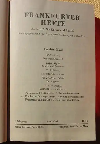 () "Frankfurter Hefte" 1946-1952. Faksimile-Ausgaben. Fischer-TB. 1.Auflage 1978, ueber 7.600 S., ! HINWEIS : Versandkosten ab Euro 6,50 