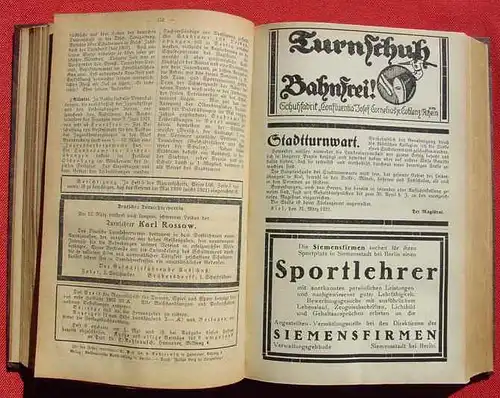 () "Monatsschrift fuer Turnen, Spiel und Sport". Jahrg 1922, 510 S., Weidmannsche Buchhandlung, Berlin