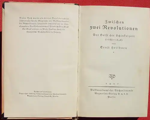 (1014941) "Zwischen zwei Revolutionen" Schinkelzeit (1789 - 1848). 320 S., 1927 Wegweiser-Verlag, Berlin