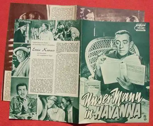 ()  "Unser Mann in Havanna". Das Neue Filmprogramm. Filmprogramm aus den 1950-er Jahren. Mit Alec Guinness, Maureen O'Hara u. a. ... ,  Klemmer-Druck. Geringe Faltspuren.
