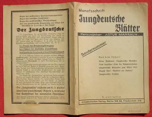 (1015701) Mahraun "Jungdeutsche Blaetter" .... Gedanken zum Maerz 1933. Jungdeutscher Verlag, Berlin