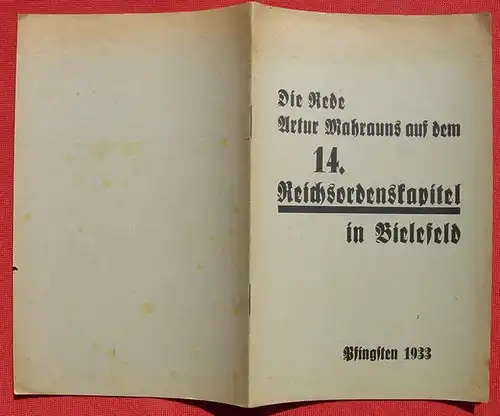 () Mahraun. 14. Reichsordenskapitel in Bielefeld - Pfingsten 1933. Jungdeutscher Verlag, Berlin