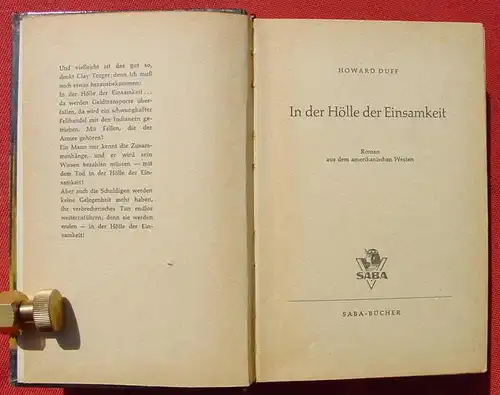 () Duff "In der Hoelle der Einsamkeit". Wildwest. 256 Seiten. Saba-Verlag